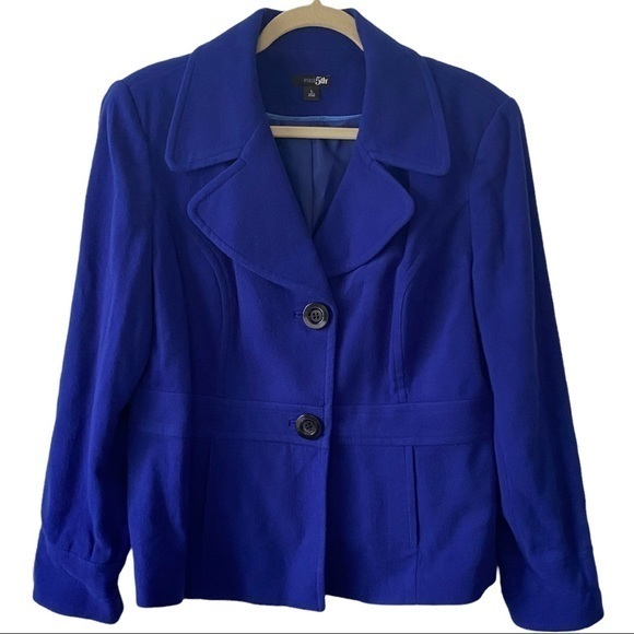 East 5th Women’s Two Button Cobalt Blue Pea‎ Coat Sz L - Picture 1 of 8